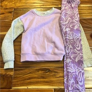Girl’s athletic works purple sweatshirt & leggings set. Size 6